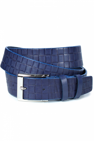 Ремень из натуральной кожи с тиснением и никельфурнитурой Galanteya 5619.22с25к45 3р синий - фото 1