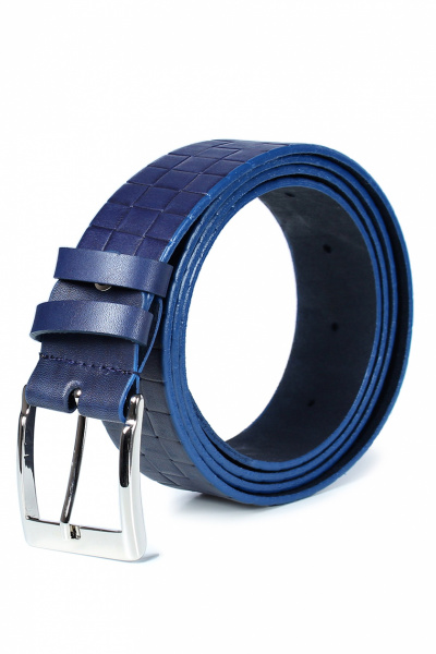 Ремень из натуральной кожи с тиснением и никельфурнитурой Galanteya 5619.22с25к45 3р синий - фото 3