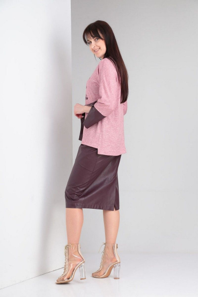 Костюм из трикотажа с юбкой на запах и кокеткой VIA-Mod 509 - фото 4