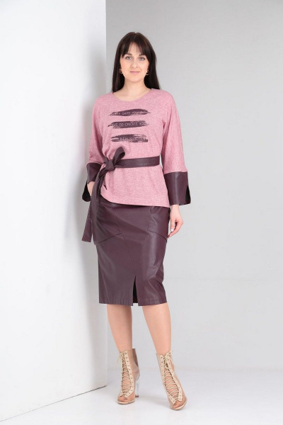 Костюм из трикотажа с юбкой на запах и кокеткой VIA-Mod 509 - фото 3