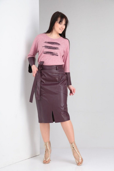 Костюм из трикотажа с юбкой на запах и кокеткой VIA-Mod 509 - фото 1