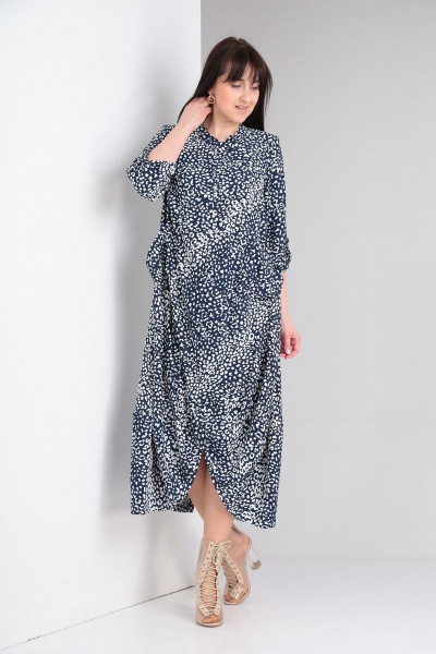 Длинное платье из вискозы с накладными карманами и разрезом VIA-Mod 510 - фото 2