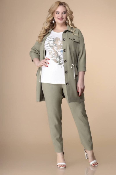 Блуза, брюки, жакет Romanovich Style 3-2161 хаки/белый - фото 1