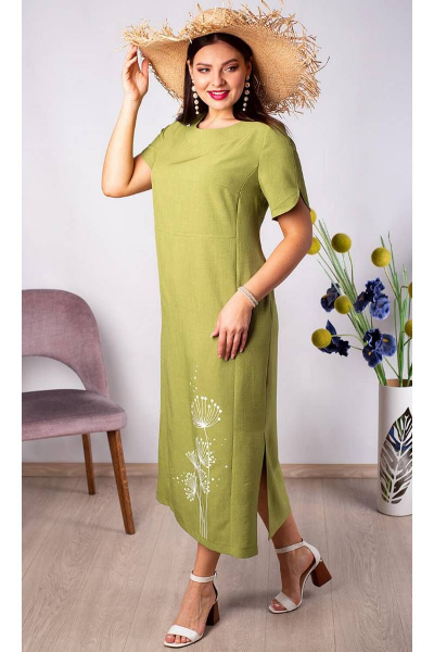 Платье в пол из хлопка с декоративной печатью Camelia 2202 1 - фото 1