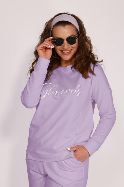 Брюки, жилет, свитшот TAiER 1083-1 сиреневый+лавандовый_перламутр - фото 6