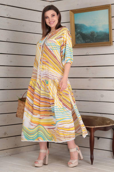 Платье Viola Style 01013 желтый_с_принтом - фото 2