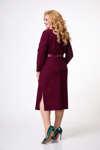 Платье вельветовое с кожаными вставками и карманами Anelli 1247 красный - фото 6