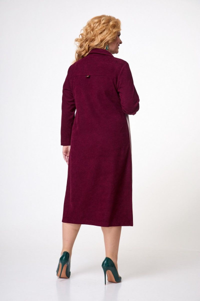 Платье вельветовое с кожаными вставками и карманами Anelli 1247 красный - фото 4