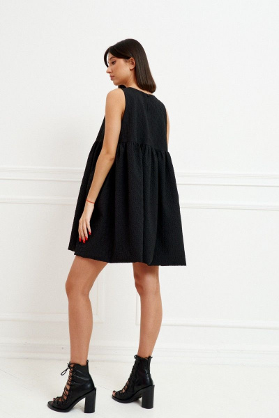 Повседневное платье из текстиля с карманами и овальной горловиной ANNETE A3135 - фото 3