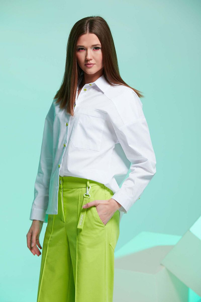 Блуза Andina 101-4 белый-лайм - фото 1