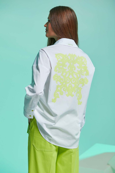 Блуза Andina 101-4 белый-лайм - фото 2