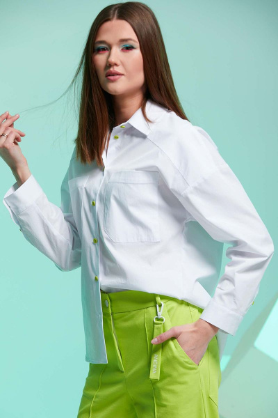 Блуза Andina 101-4 белый-лайм - фото 3