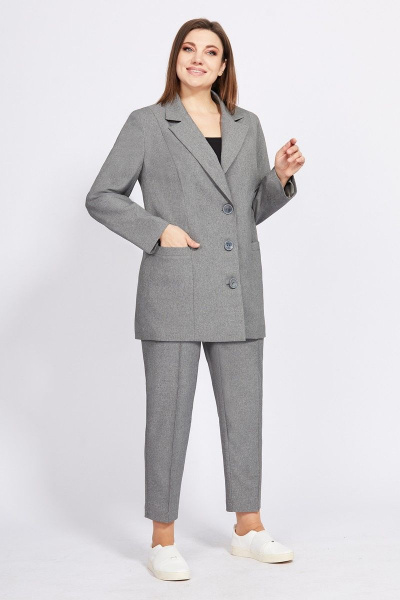 Деловой жакет на подкладке с застежкой на три пуговицы Магия Стиля М-5005/1 серый - фото 1