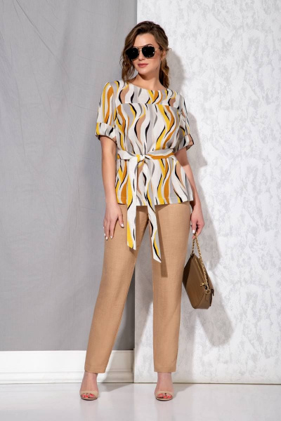 Блуза, брюки Beautiful&Free 3084 бежевый - фото 1