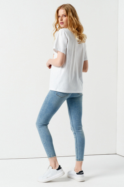 Джемпер женский летний с принтом из хлопка Панда 115840w белый - фото 2