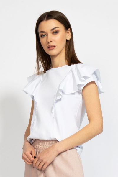 Джемпер приталенный с воланами из хлопкового трикотажа Kivviwear 4080.01 - фото 1