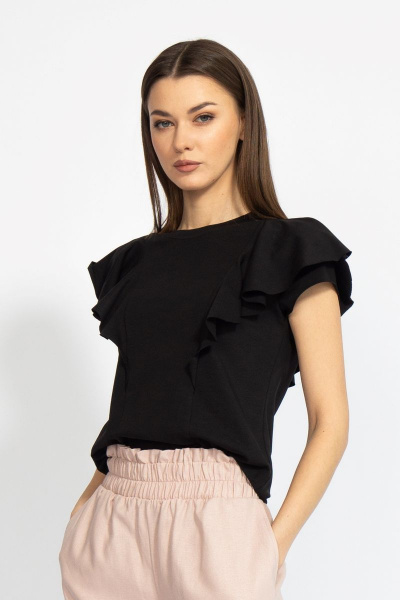 Джемпер приталенный с воланами из хлопкового трикотажа Kivviwear 4080.04 - фото 1