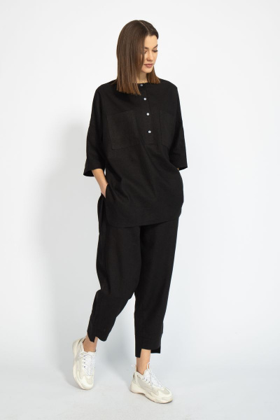 Льняные джоггеры с оборкой и боковыми карманами Kivviwear 4082.03 - фото 3