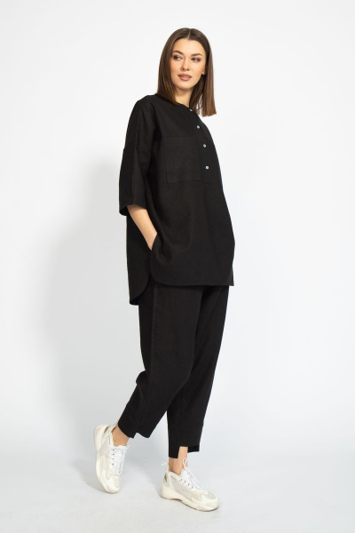 Льняные джоггеры с оборкой и боковыми карманами Kivviwear 4082.03 - фото 2