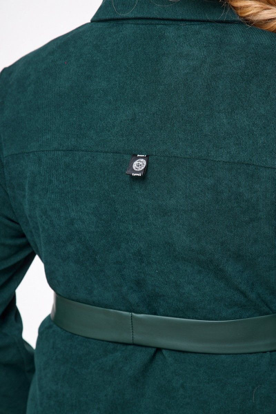 Платье вельвет и экокожа с ремнем и карманами Anelli 1247 бутылка - фото 5