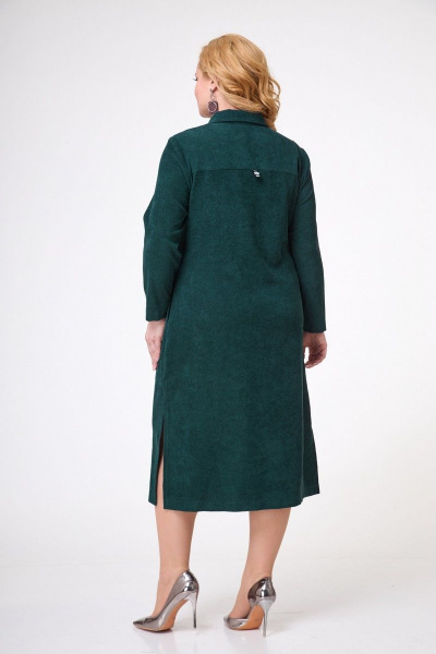 Платье вельвет и экокожа с ремнем и карманами Anelli 1247 бутылка - фото 3