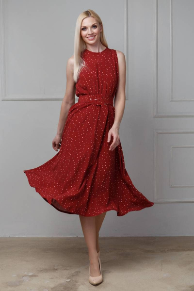 Платье Achosa 2791 бордовый в горох - фото 1