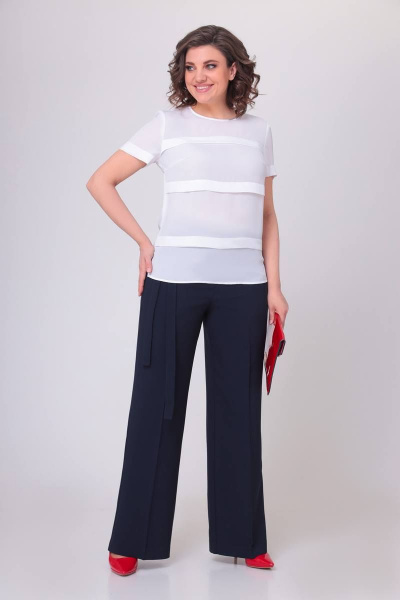 Блузка женская из итальянского крепа с разрезами Swallow 533 белый - фото 4