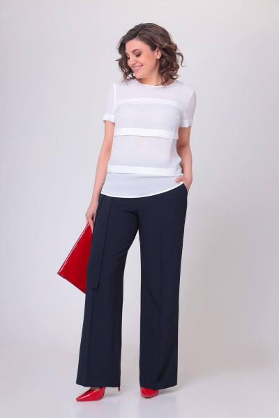 Блузка женская из итальянского крепа с разрезами Swallow 533 белый - фото 3