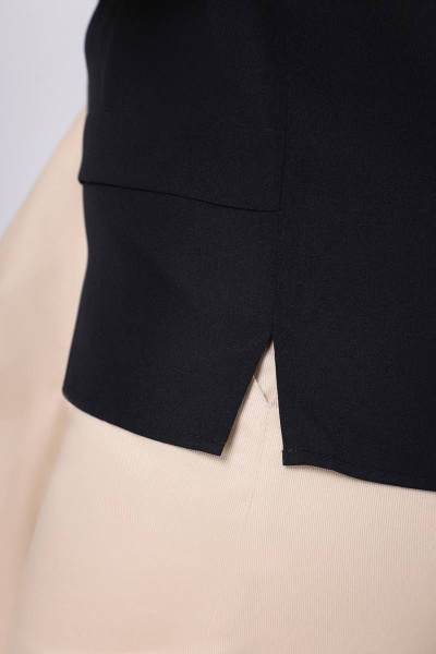 Блуза приталенного силуэта из итальянского крепа Swallow 534 черный - фото 6