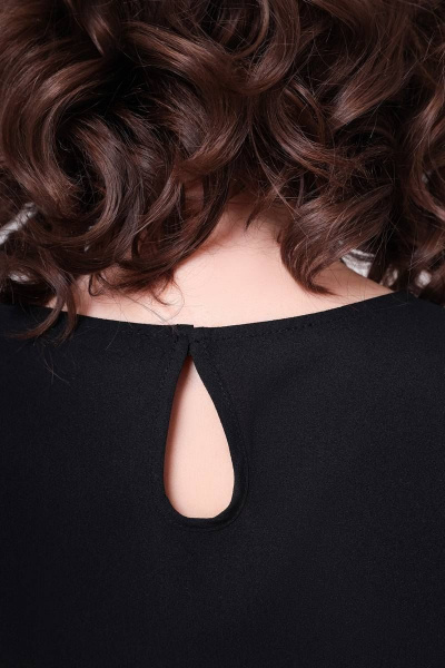 Блуза приталенного силуэта из итальянского крепа Swallow 534 черный - фото 5