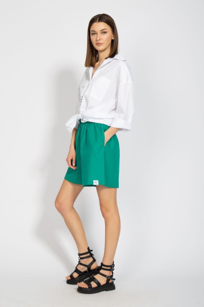 Леновая рубашка свободного кроя с накладным карманом Kivviwear 4070.02 - фото 12