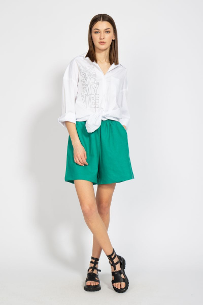 Леновая рубашка свободного кроя с накладным карманом Kivviwear 4070.02 - фото 10