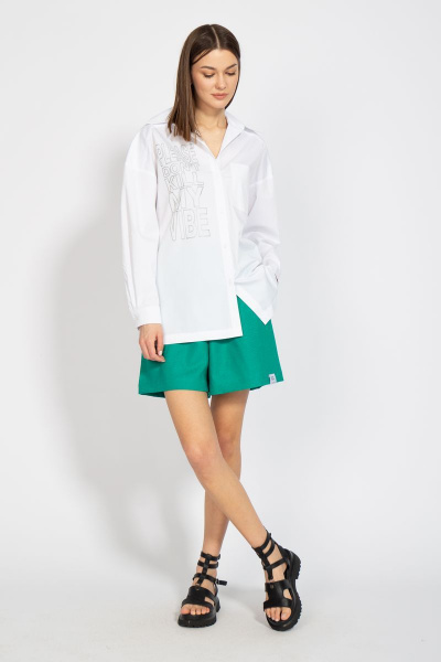 Леновая рубашка свободного кроя с накладным карманом Kivviwear 4070.02 - фото 9