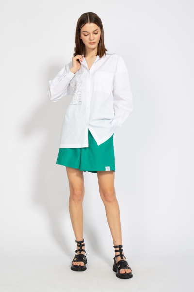 Леновая рубашка свободного кроя с накладным карманом Kivviwear 4070.02 - фото 4