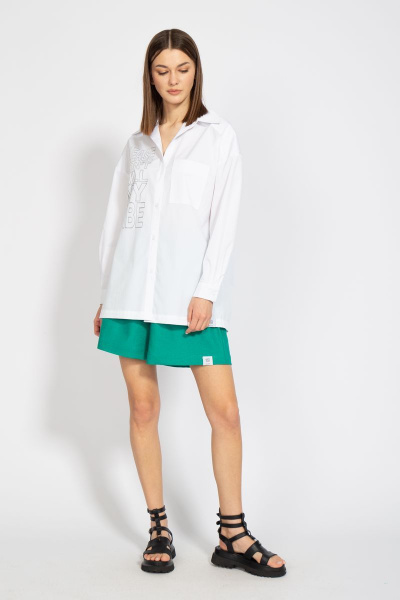 Леновая рубашка свободного кроя с накладным карманом Kivviwear 4070.02 - фото 3