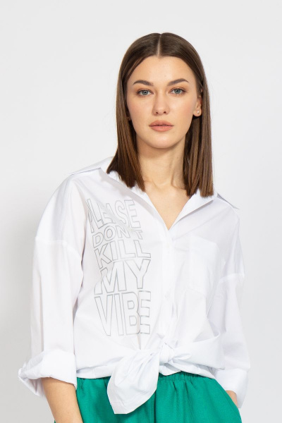 Леновая рубашка свободного кроя с накладным карманом Kivviwear 4070.02 - фото 2