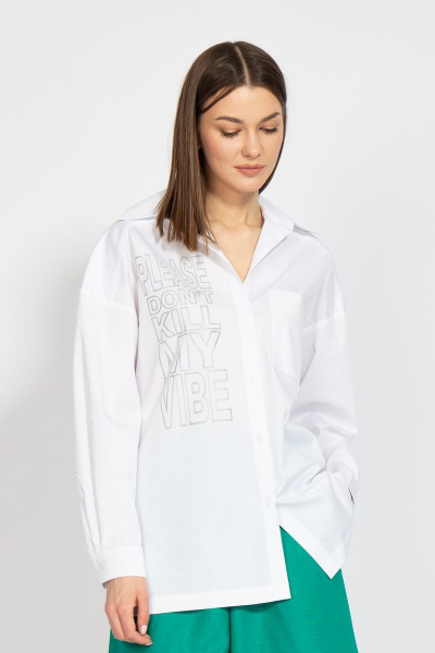 Леновая рубашка свободного кроя с накладным карманом Kivviwear 4070.02 - фото 1