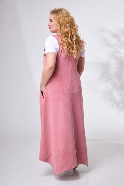 Розовый вельветовый сарафан трансформер в стиле бохо Angelina & Сompany 687 розовый - фото 7