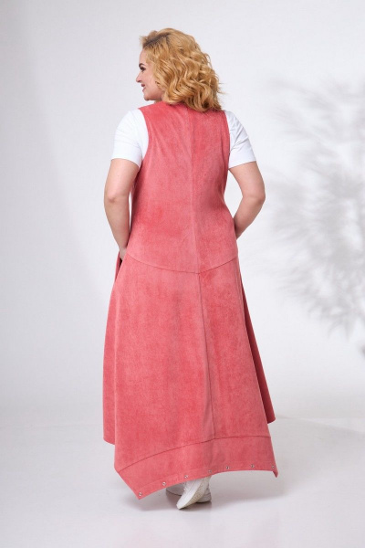Вельветовый сарафан-бохо с карманами и трансформером Angelina & Сompany 689 коралл - фото 7