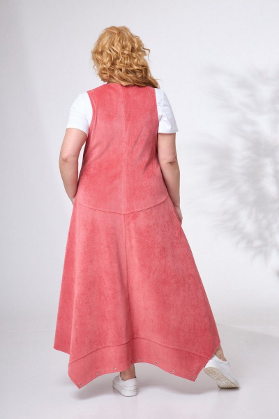 Вельветовый сарафан-бохо с карманами и трансформером Angelina & Сompany 689 коралл - фото 2