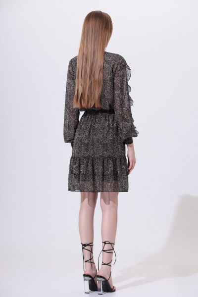 Платье весенне-осеннее из шифона с воланом и V-образным вырезом Орхидея 1139 - фото 2