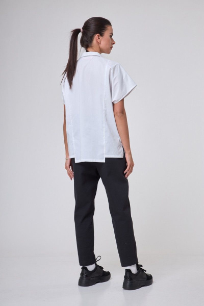 Рубашка ассиметричная до бедра с коротким рукавом Anelli 1227 белый - фото 7