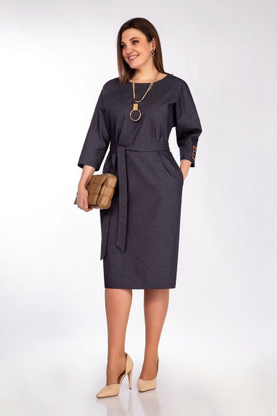 Джинсовое платье-трансформер с поясом и карманами INVITE 4044 темно-синий - фото 4