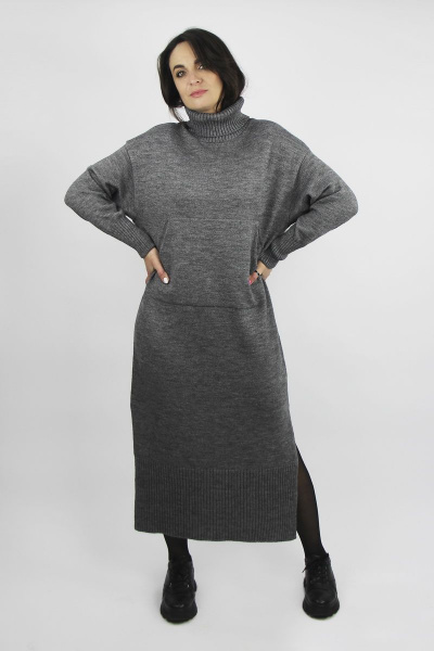 Платье second layer вязаное трикотаж карман кенгуру Полесье С4578-19 0С8624-Д43 164 маренго - фото 1