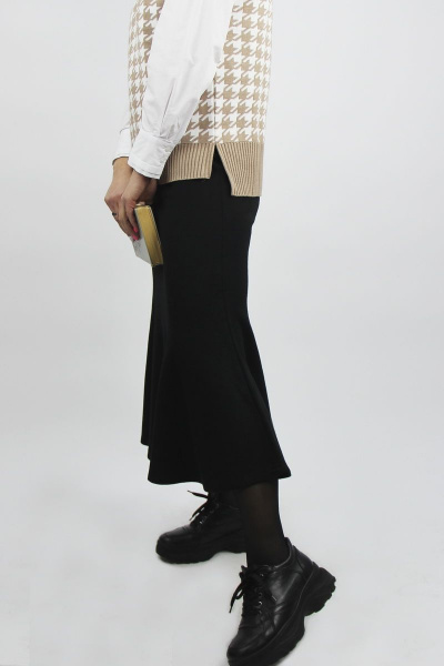 Черная длинная юбка годе с эластичным поясом Полесье С7080-17 7С1769-Д43 158,164 черный - фото 3