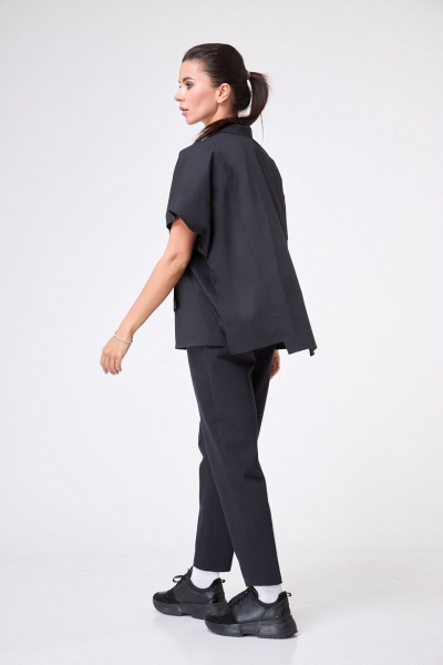 Рубашка ассиметричная до бедра с коротким рукавом Anelli 1227 черный - фото 5