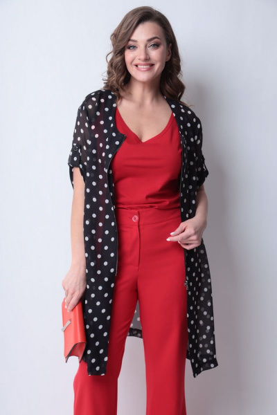 Блуза, брюки, кардиган Michel chic 1289 черный-красный - фото 5