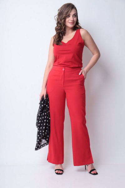 Блуза, брюки, кардиган Michel chic 1289 черный-красный - фото 8