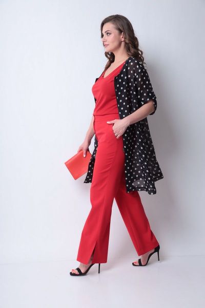 Блуза, брюки, кардиган Michel chic 1289 черный-красный - фото 6