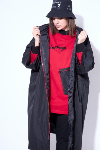 Брюки, джемпер, плащ Runella 1445 черный-красный - фото 1